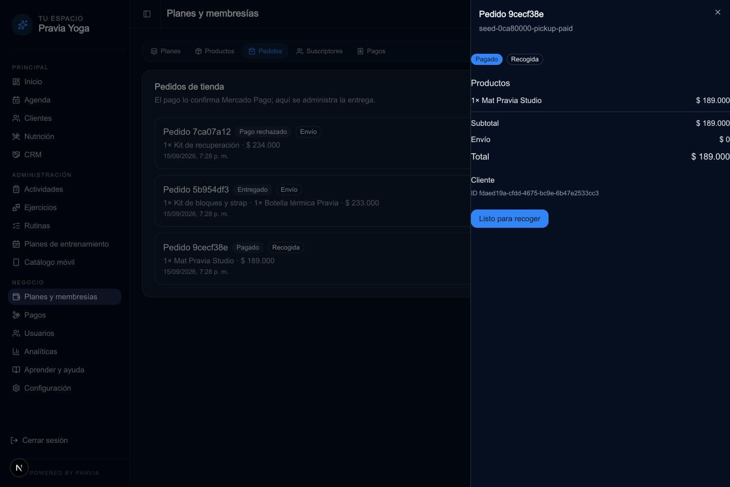 Revisa productos y destino