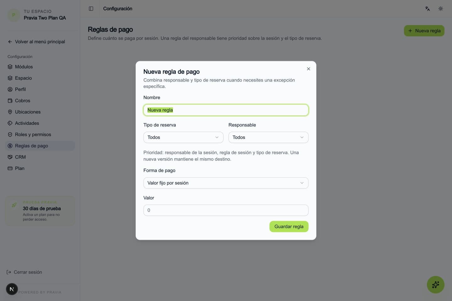 Crea una regla general o una excepción
