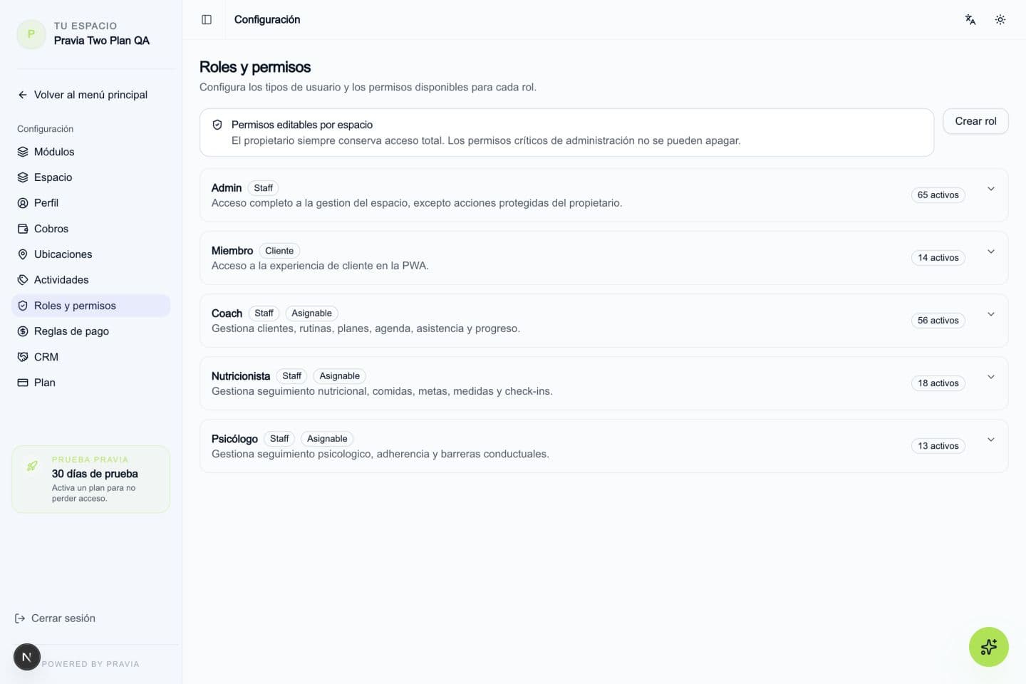 Ajusta permisos y responsables